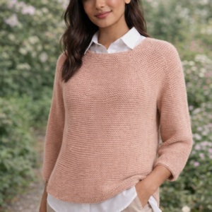 Allegra 3 # Garter ST scoop neck sweater  Blended