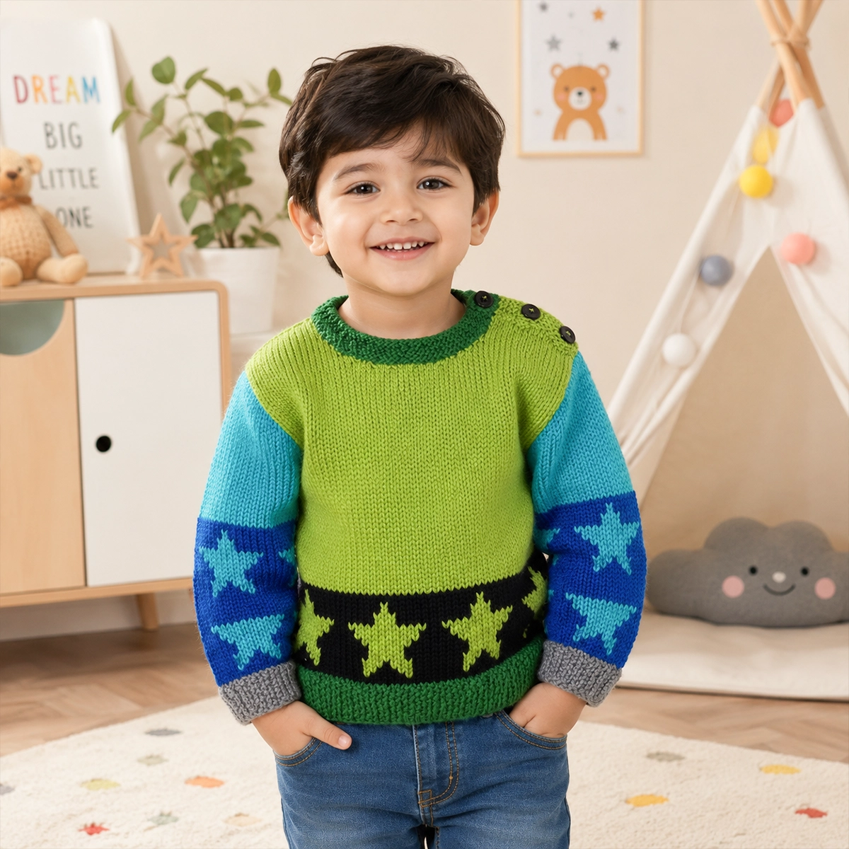 STAR CREW CHILD SWEATER GREEN